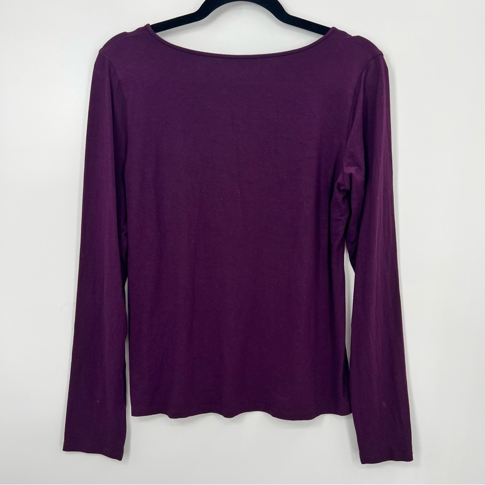 Eileen Fisher Women Rayon Lycra Purple Long Sleeve Top Shirt Small Tee Blouse S - Picture 3 of 5